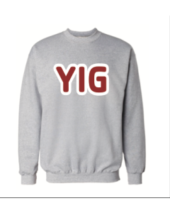 ADULT YIG Red Twill Crewneck - Hanes F260 Light Steel