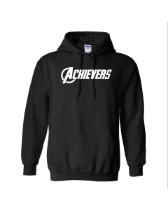 ADULT Achivers Swag Shirt w/ White Text Hoodie - Gildan 18500 Black