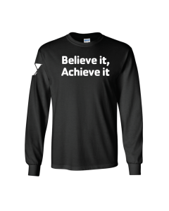 Y University Believe Achieve Long Sleeve - Gildan 2400 Black