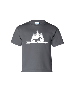 YOUTH Gathering Pines Horse Tee - Gildan 2000B Charcoal 