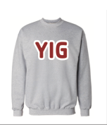 ADULT YIG Red Twill Crewneck - Hanes F260 Light Steel