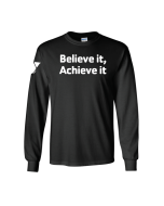 Y University Believe Achieve Long Sleeve - Gildan 2400 Black