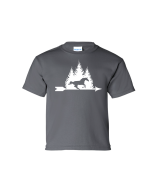 YOUTH Gathering Pines Horse Tee - Gildan 2000B Charcoal 